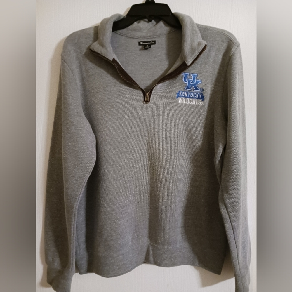 Uof Kentucky Champion zip sweatshirt Quarter Zip Gray Embroidered logo pre-owned